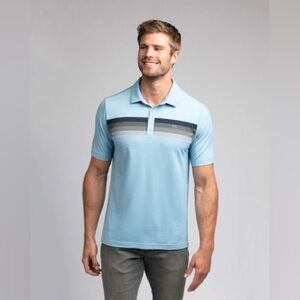 Travis Mathew Large Blue Striped Golf Polo Short Sleeve VGUC